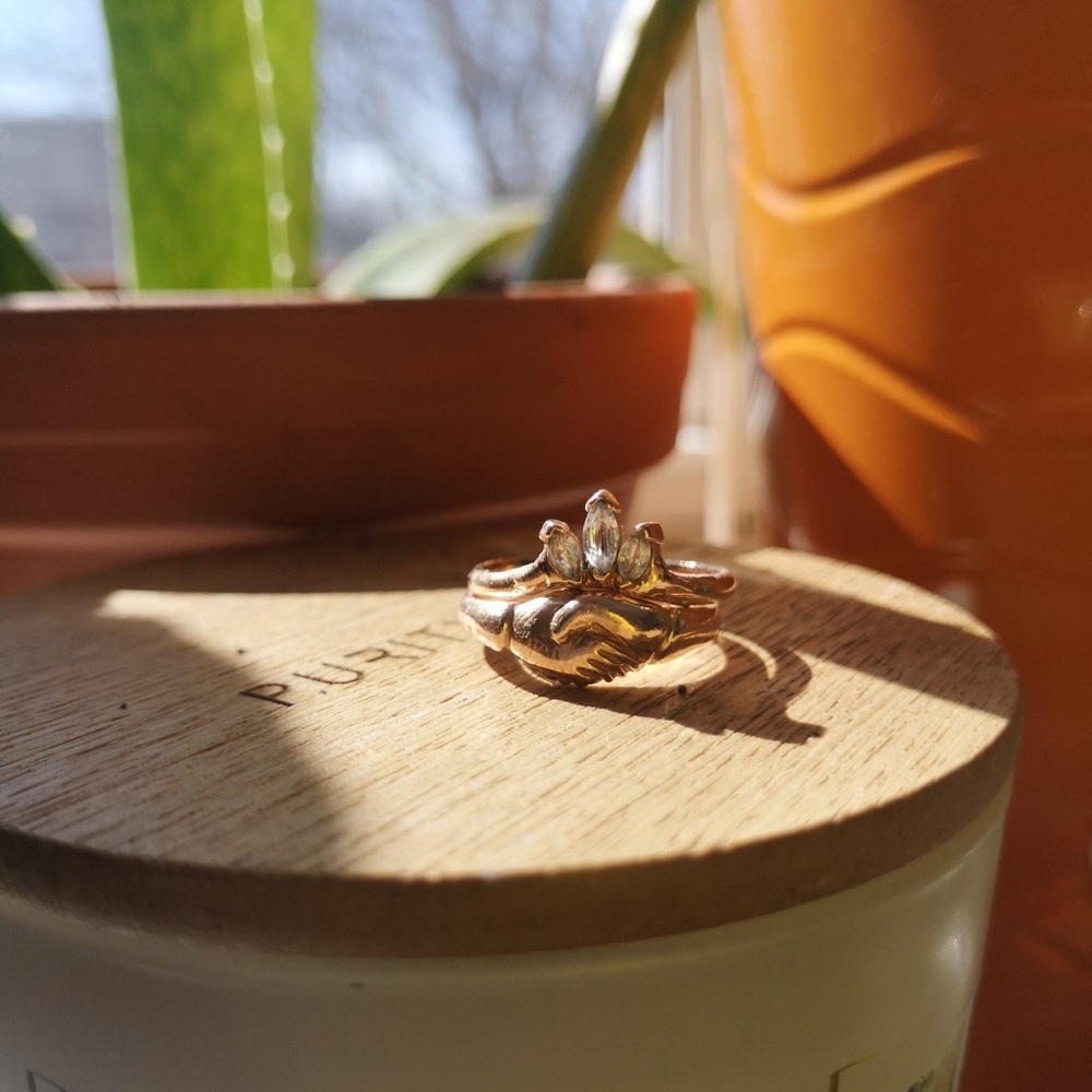 GoldenGrove Engagement Ring and Wedding Band Set